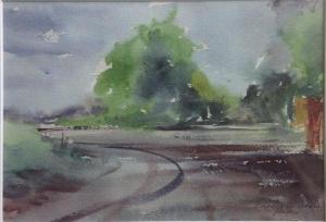 Watercolor: Country road