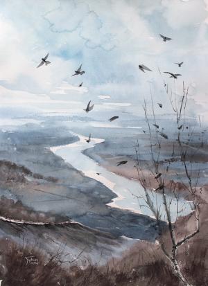 Watercolor: Over the field