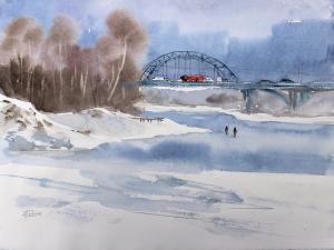Watercolor: Thaw in February