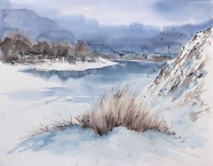 Watercolor: February Thaw - 2