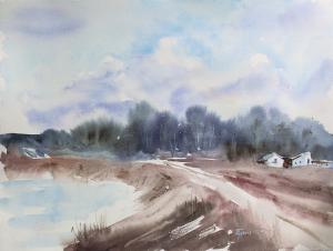 Watercolor: Spring road