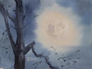Акварельная живопись: Лунная ночь