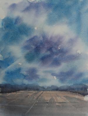 Watercolor: Field and sky