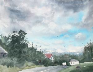 Watercolor: Outside the city
