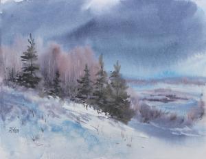 Watercolor: Winter Landscape