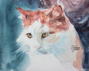 Watercolor: Portrait of a cat