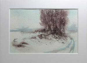 Watercolor: Winterscape, miniature