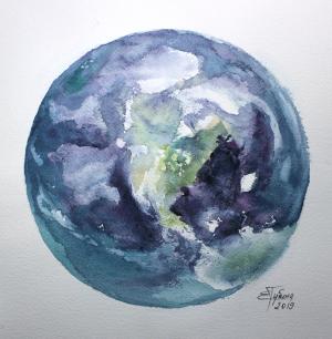 Акварельная живопись: Планета Земля