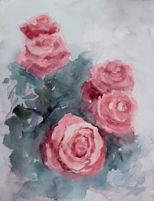 Акварельная живопись: Розы 3