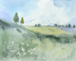 Watercolor: Green Landscape
